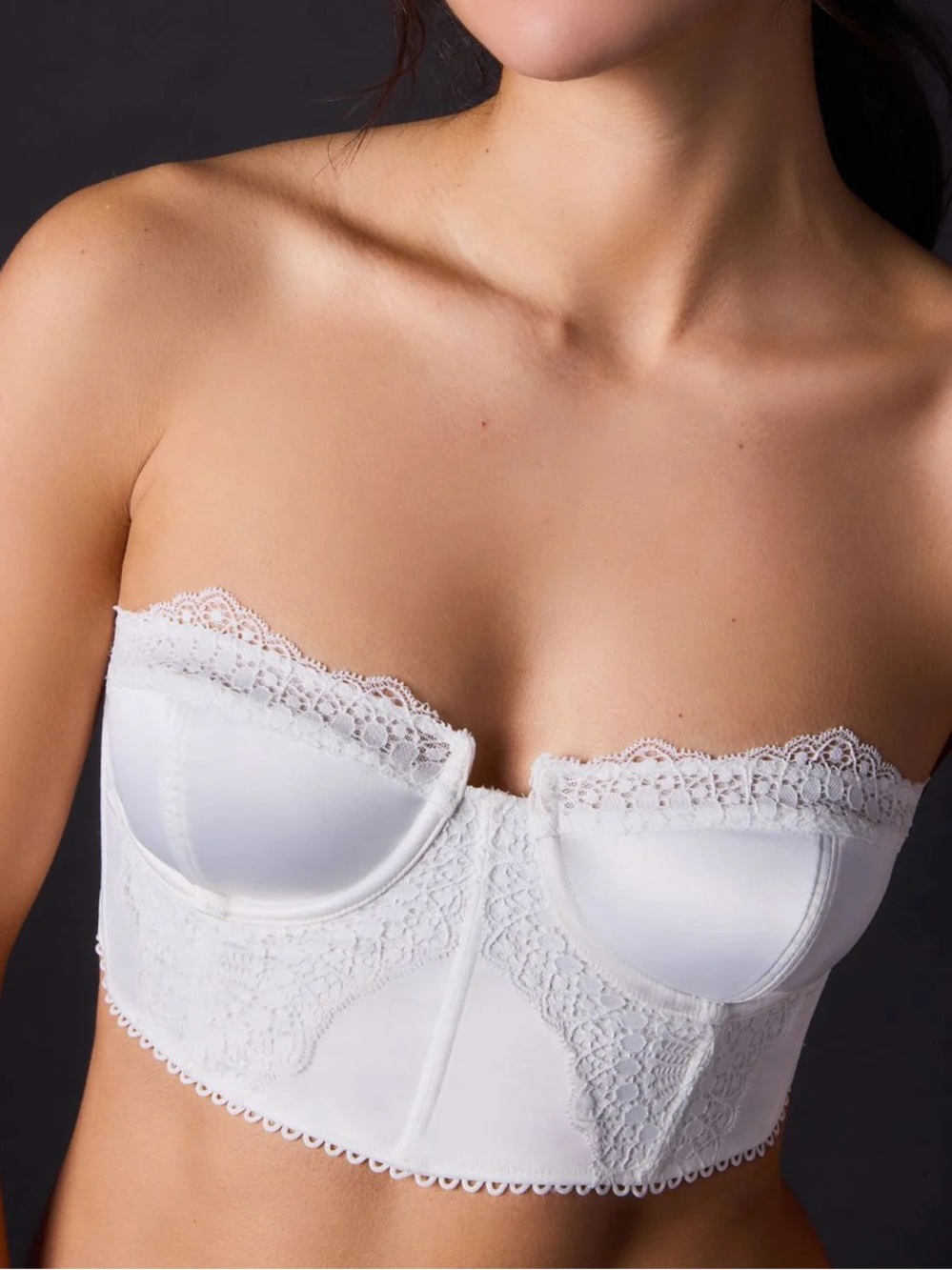 FREE PEOPLE INTIMATELY FP Lots of Love Underwire Cropped Corset Bra White XS